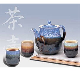 天目彩釉茶具組1壺2中杯