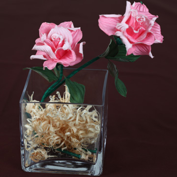 立體式透明玻璃桌上型盆花 -- 俏麗玫瑰(粉色)