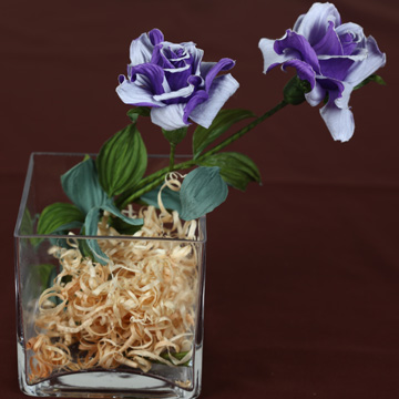 立體式透明玻璃桌上型盆花 -- 俏麗玫瑰(紫色)