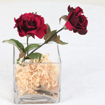 立體式透明玻璃桌上型盆花 -- 俏麗玫瑰(棗紅色)