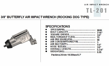 3/8” BUTIERFLY AIR IMPACT WRENCH (ROCKING DOG TYPE)