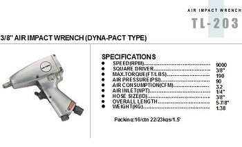 3/8” AIR IMPACT WRENCH (DYNA-PACT TYPE)