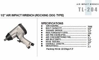 1/2” AIR IMPACT WRENCH (ROCKING DOG TYPE)