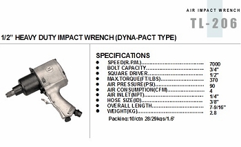 1/2” HEAVY DUTY IMPACT WRENCH (DYNA-PACT TYPE)