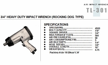 3/4” HEAVY DUTY IMPACT WRENCH (ROCKING DOG TYPE)