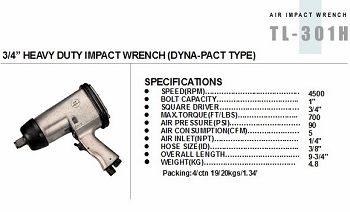 3/4” HEAVY DUTY IMPACT WRENCH (DYNA-PACT TYPE)