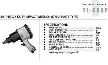 3/4” HEAVY DUTY IMPACT WRENCH (DYNA-PACT TYPE)