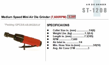 Medium Speed Mini Air Die Grinder(7,600RPM)0.3HP
