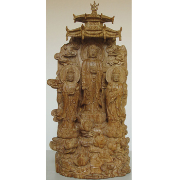 檀沉香木雕藝典藏-8.5寸西方三聖